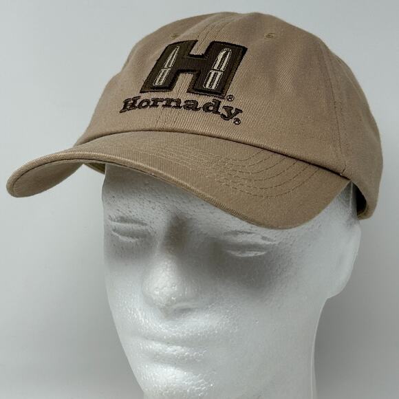 Hornady Ammunition Dad Hat Baseball Cap Firearms Bullets Strapback Khaki Beige - Picture 9 of 9